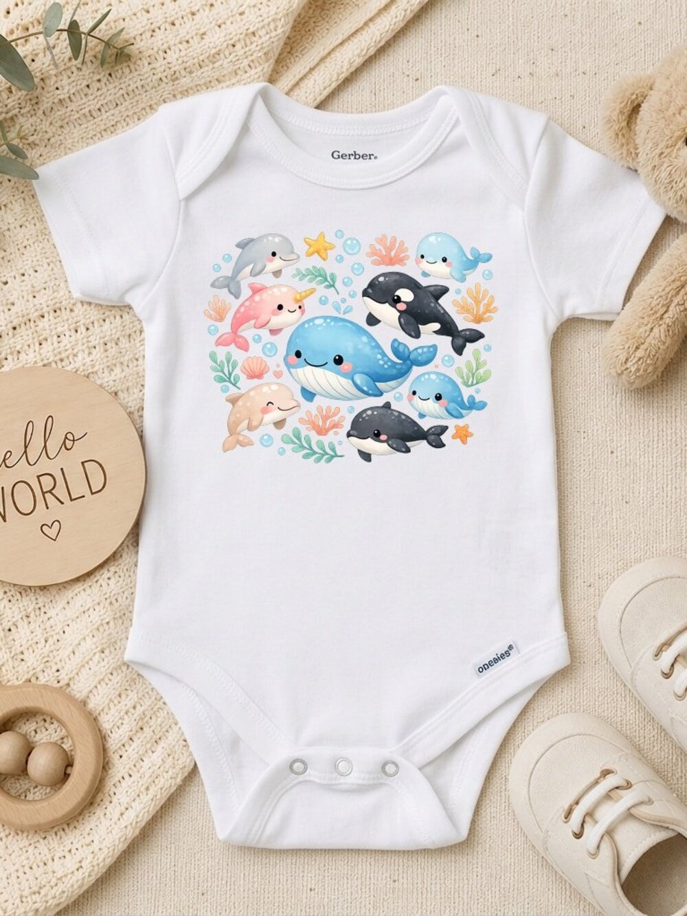Ocean Creatures Cute Summer Baby Gift ONESIE®